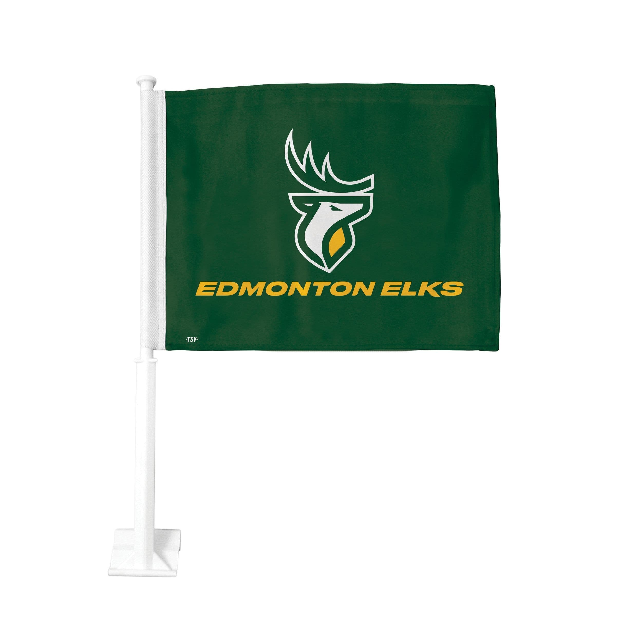 Edmonton Elks Car Flag w/ 19-in Mounting Pole For CFL Football Fans/Collectors, Green