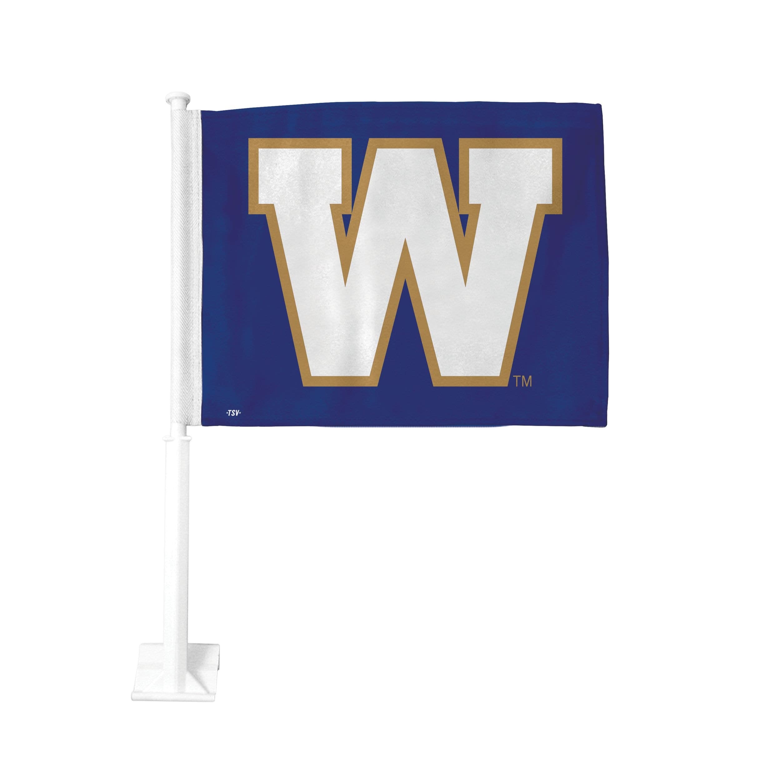 Winnipeg Blue Bombers Car Flag w/ 19-in Mounting Pole For CFL Football Fans/Collectors, Blue