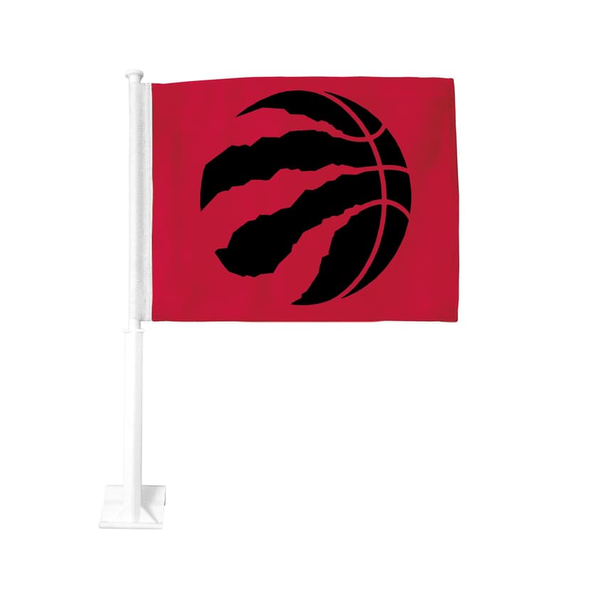 Toronto Raptors Double-Sided Car Flag w/ Mounting Pole For NBA Basketball Fans/Collectors, Red/Black