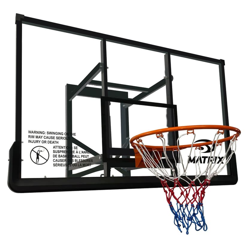MATRIX Luxury Wall-Mount Adjustable Basketball Backboard & Rim Combo, 54-in