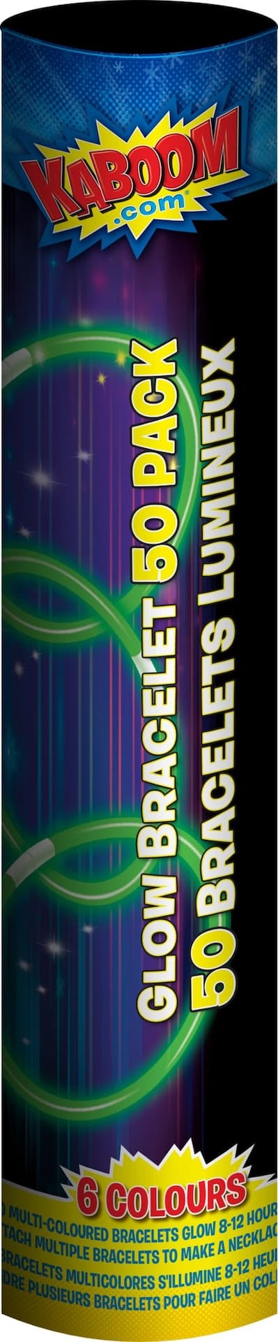 Kaboom Neon Glow Bracelets Value Pack, Assorted Colours, 50-pk