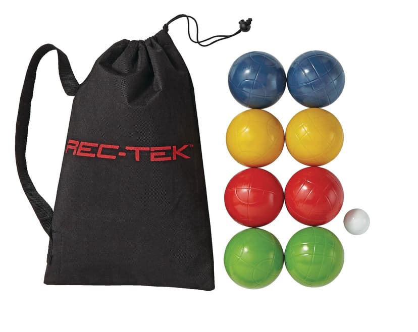 Rec-Tek Outdoor & Indoor Molded Bocce Set with Storage Bag, Multi-Coloured, 9-pk, All Ages, for Lawn Game Activities