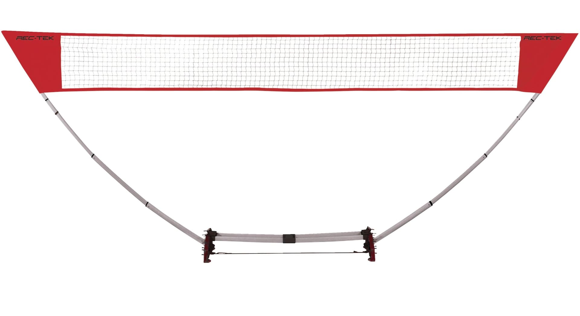 Rec-Tek Outdoor Portable Easy Set-up Badminton Net, Red, 15-ft, 7-pk, All Ages, for Lawn Game Activities
