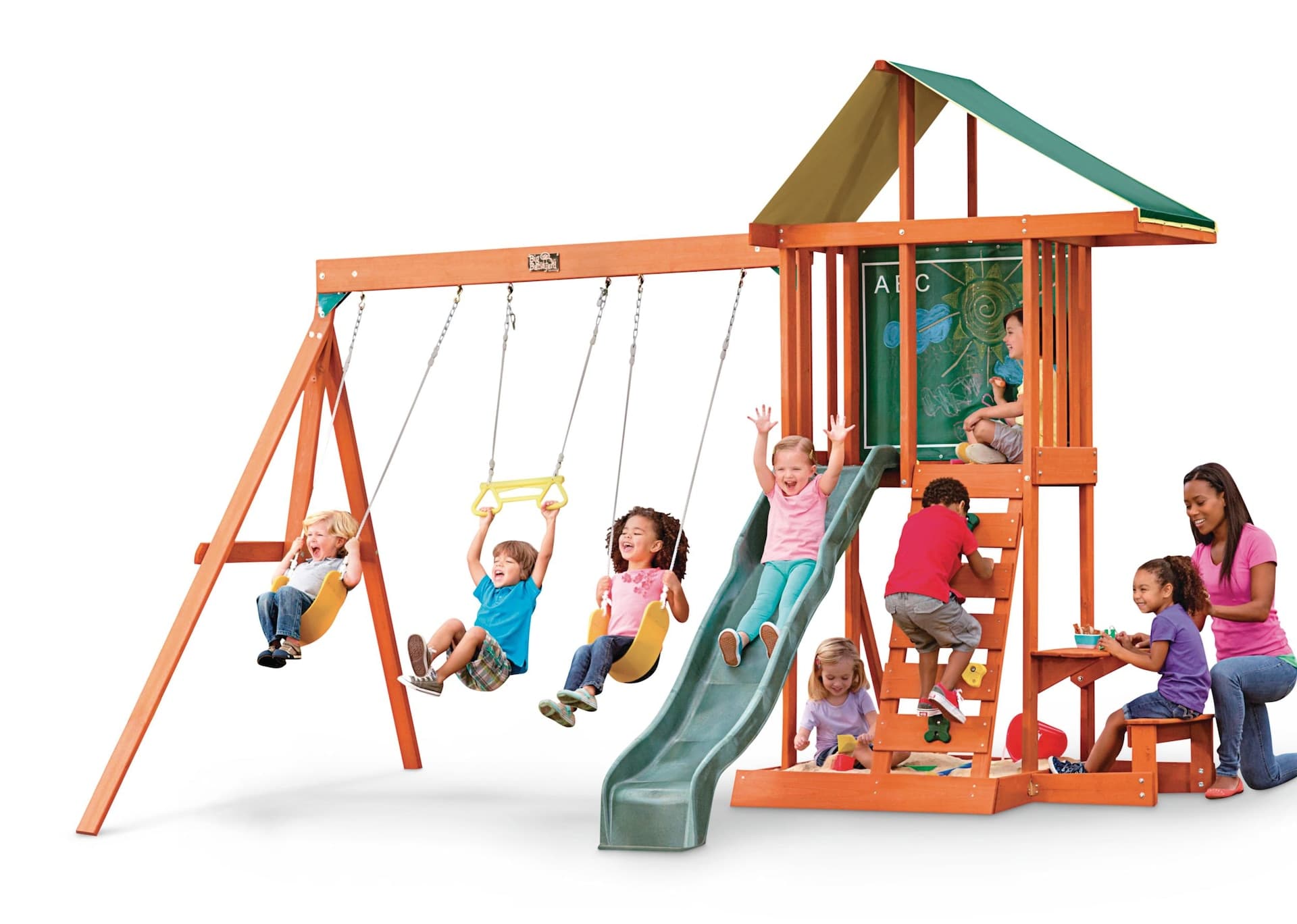 KidKraft Springfield Outdoor Cedar Lumber/Wooden Play Centre with Swing, Ladder & Slide, Ages 5+