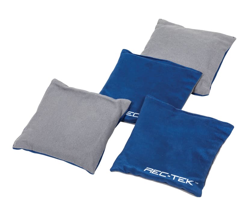 Rec-Tek Outdoor Large Replacement Bean Bags with Storage Bag, Red/Grey/Blue, 6-in, 4-pk, All Ages, for Lawn Game Activities