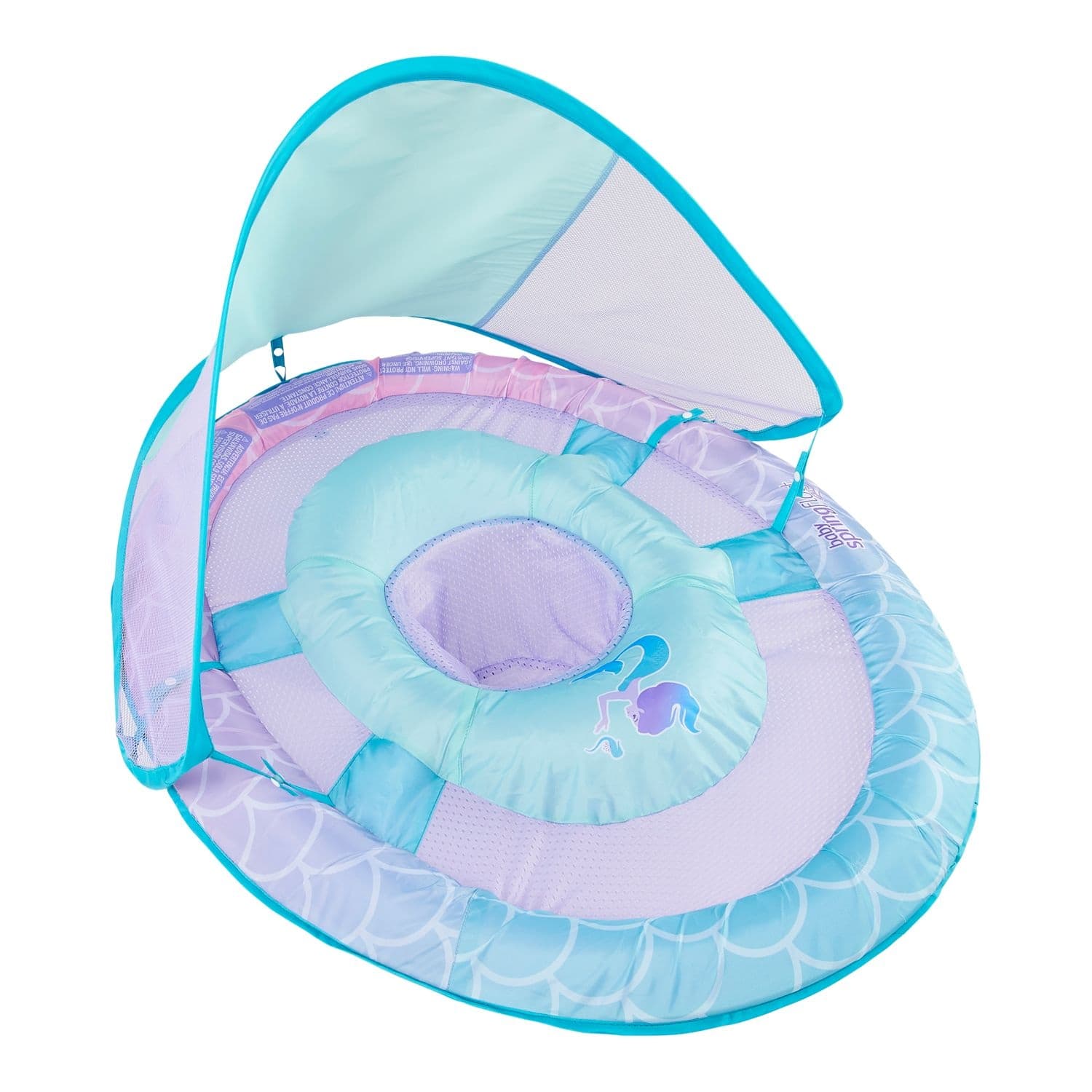 Swimways Baby Spring Pool/Water Float with Removable Sun Canopy, Mermaid Design, Ages 9-24m