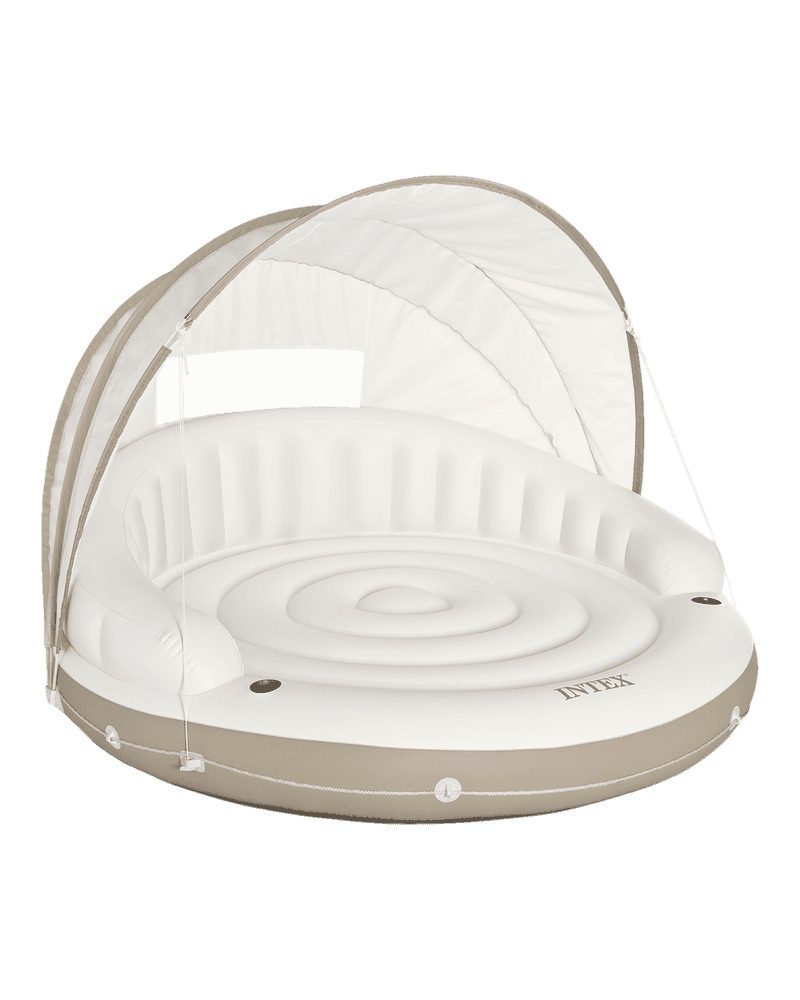 Intex Off White Canopy Inflatable Pool Island Multi Person Float with Detachable Sun Shade