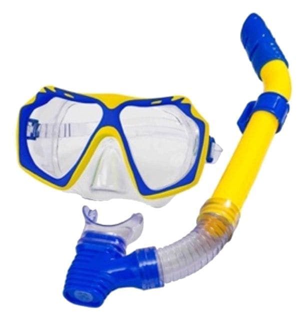 Outbound Kid & Youth Swimming Mask & Snorkel Combo, Blue/Yellow