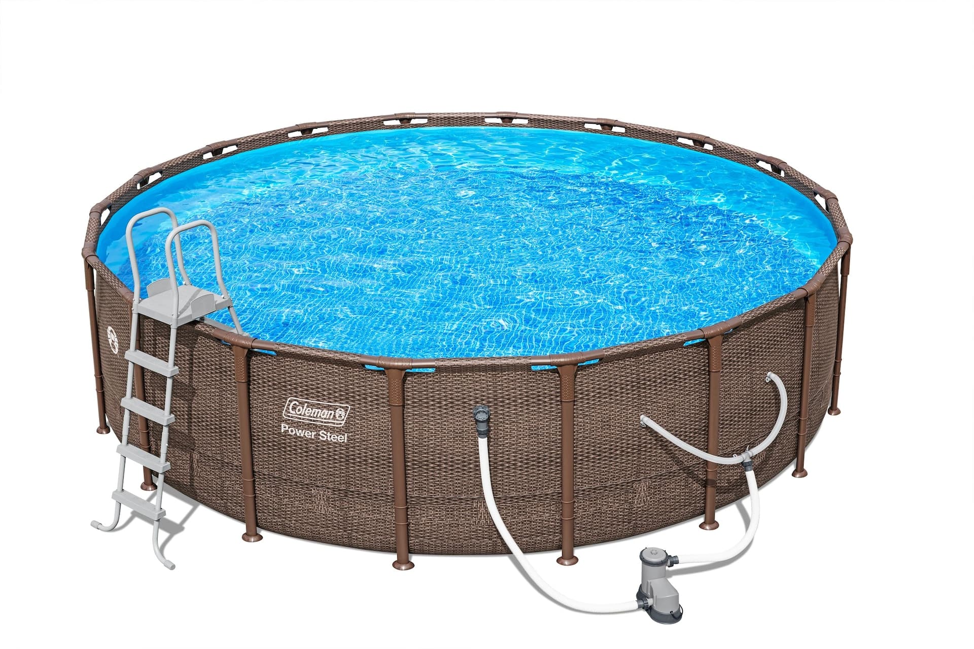 Coleman® Rattan Round Steel Frame Swimming Pool with Ladder, 18-ft x 52-in