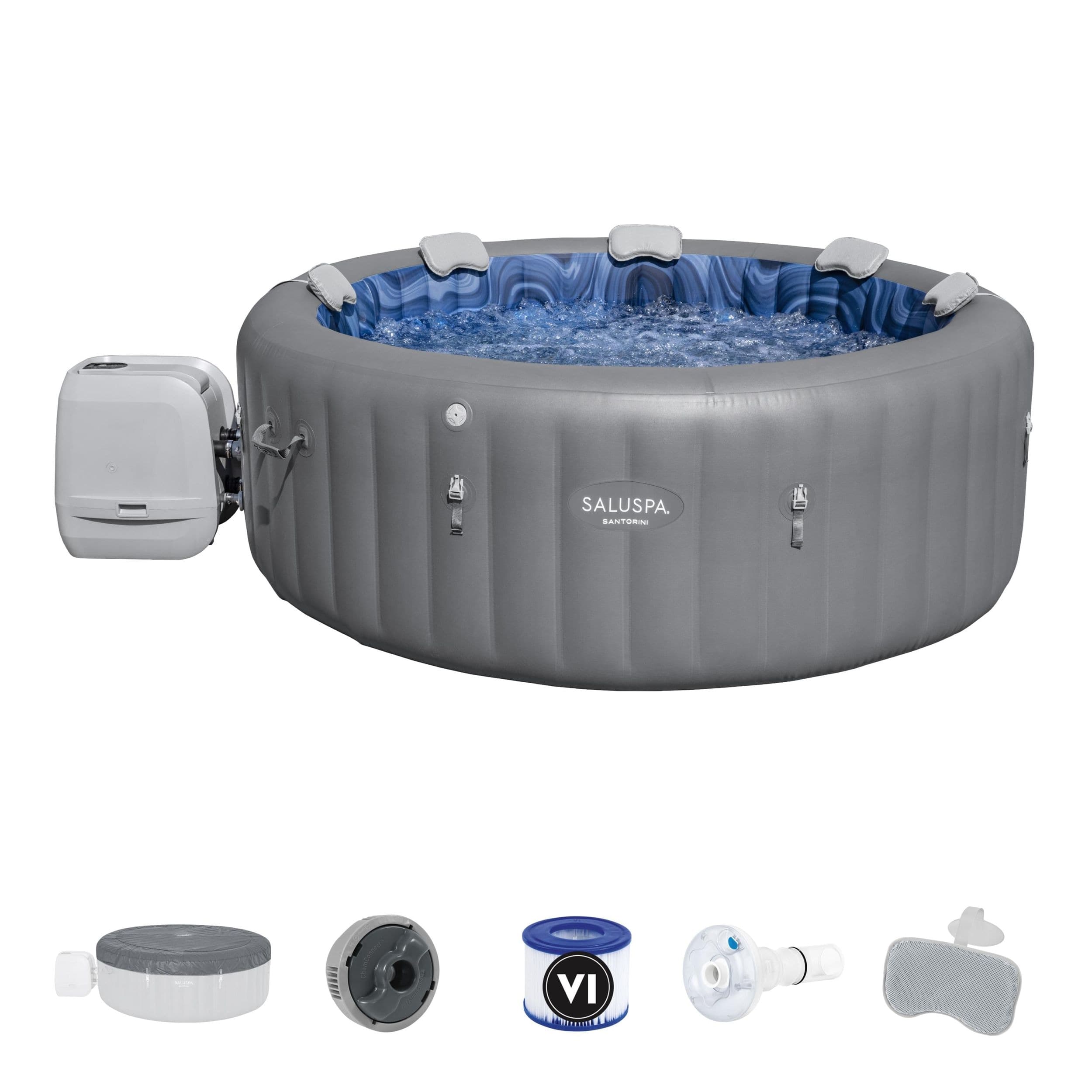 SaluSpa® Santorini HydroJet Pro™ 7-Person Portable Spa, Pump-Inflated, 5-7 Adults