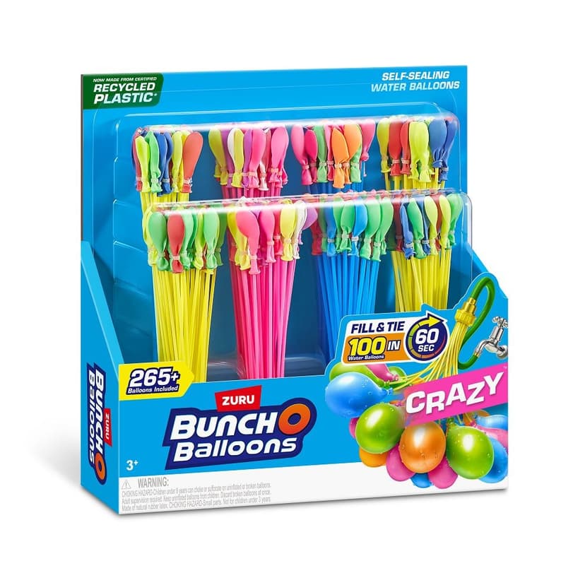 ZURU Bunch O Balloons Fill & Tie Self-Sealing Water Balloons, Outdoor Play, Age 3+, 265-pk