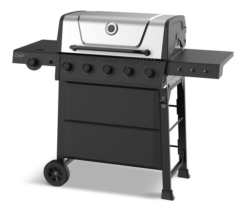 MASTER Chef Discover 480 5-Burner BBQ with Side Burner with Stainless Steel Lid and Push-Button Ignition