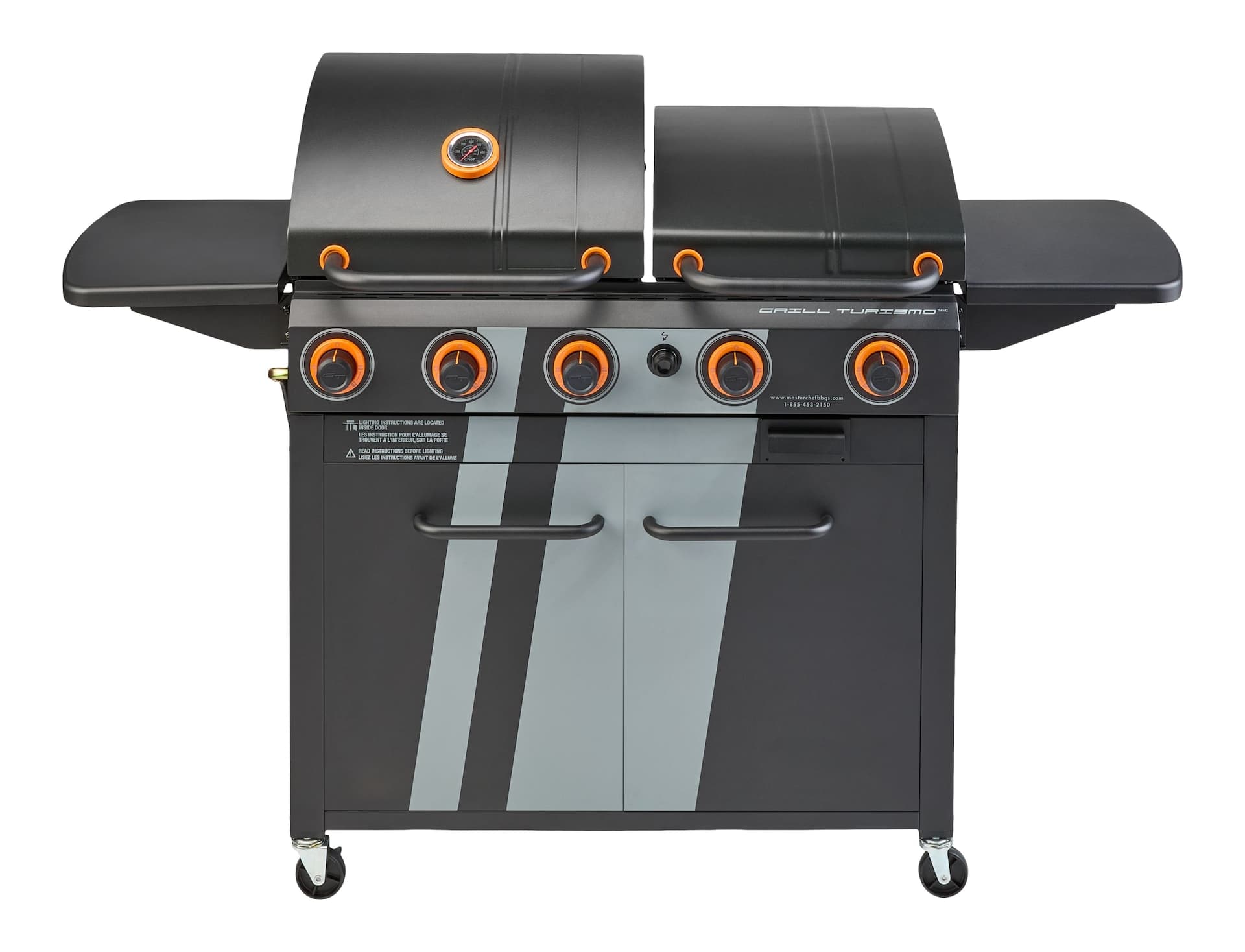MASTER Chef Grill Turismo 5-Burner Propane BBQ Grill & Griddle with Convertible Valve System