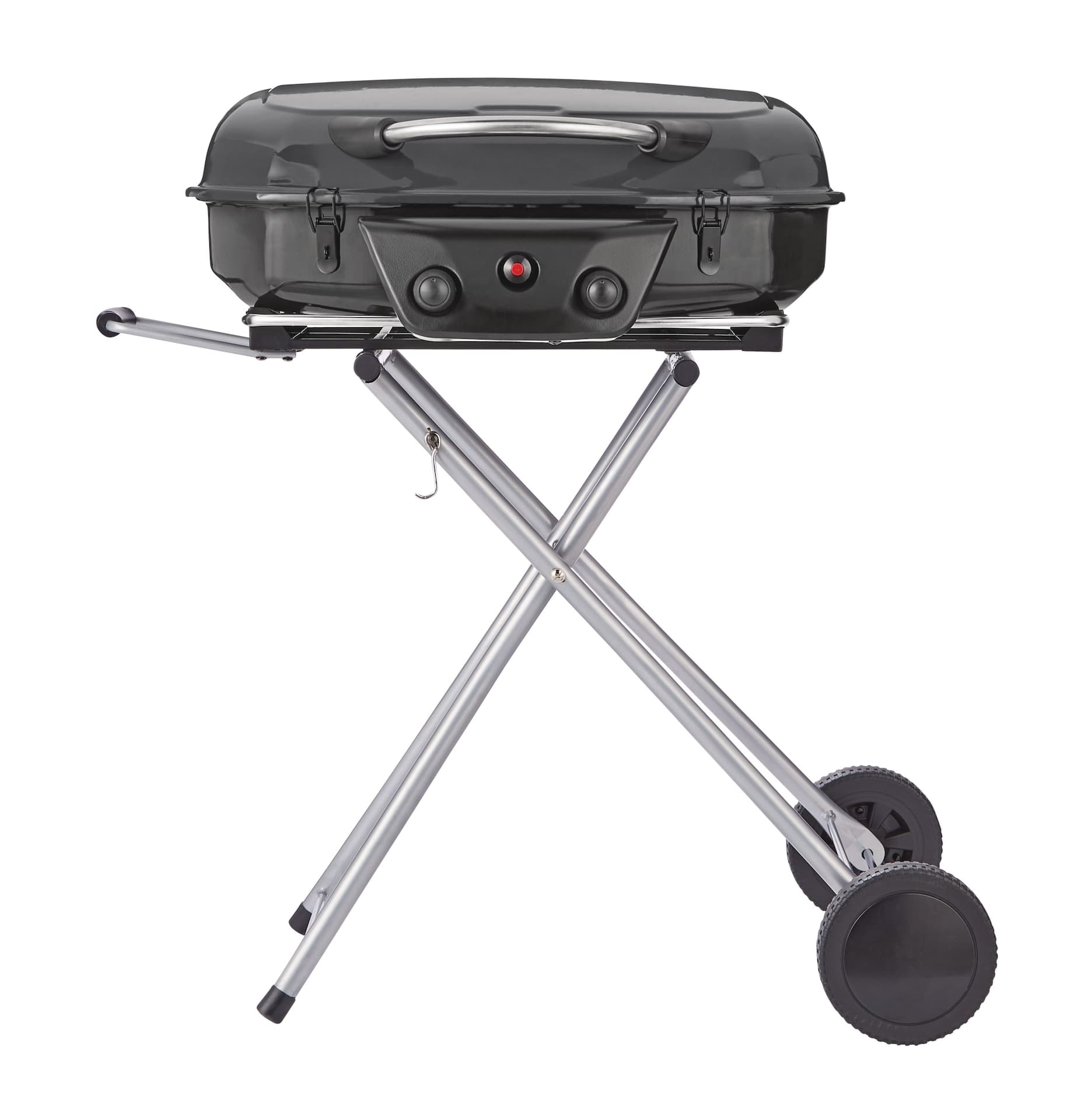 MASTER Chef Portable 2-Burner Propane Gas BBQ Grill with Folding Cart Stand, 35.5-in