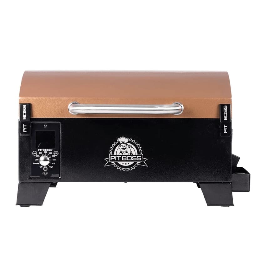 Pit Boss Portable Tabletop Wood Pellet BBQ Grill with Digital Controls & Lid Lock, Mahogany