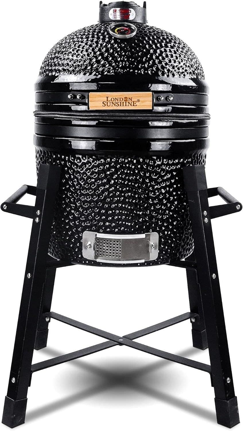 London Sunshine Junior Series Black Kamado with Stand, 15.4-in