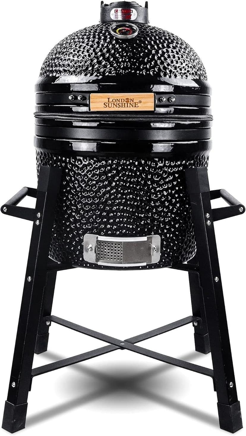 London Sunshine Junior Series Black Kamado with Stand, 15.4-in