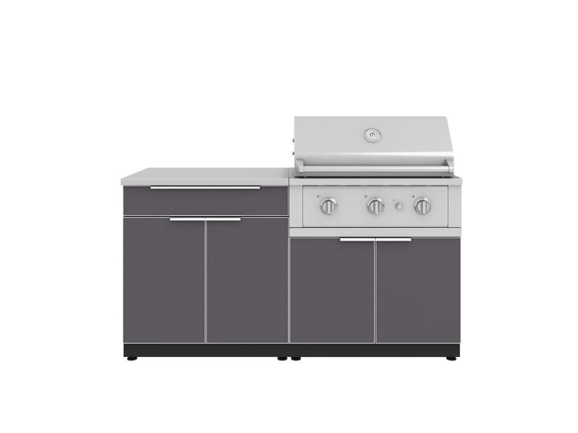 New Age Outdoor Kitchen 4-Piece Set, Bar Cabinet, Natural Gas Grill, 33-in