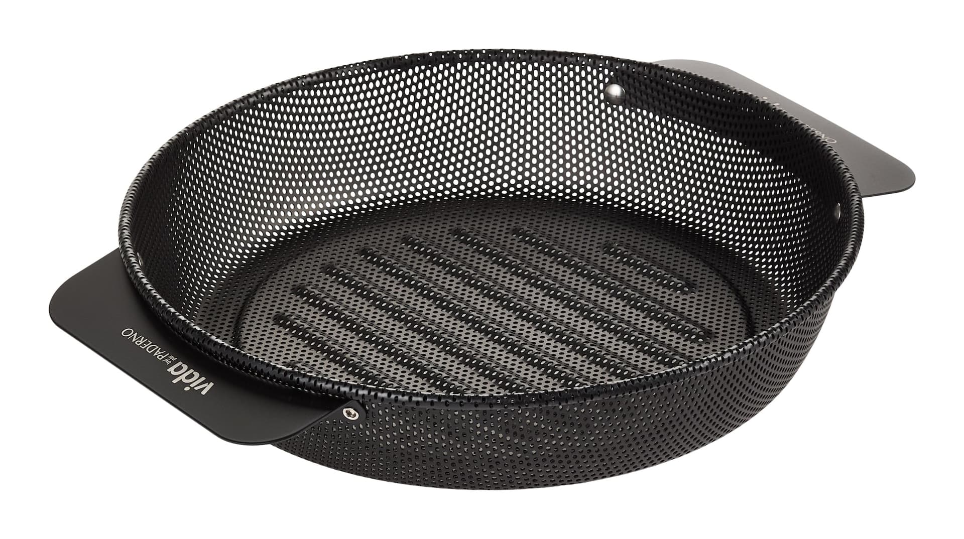 Vida by PADERNO Heavy Duty Non-Stick Round Grill BBQ Basket with Handles, Black