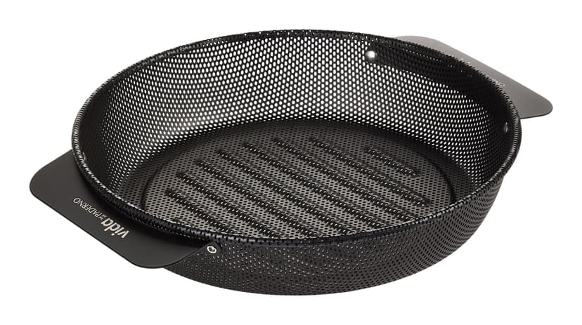 Vida by PADERNO Heavy Duty Non-Stick Round Grill BBQ Basket with Handles, Black