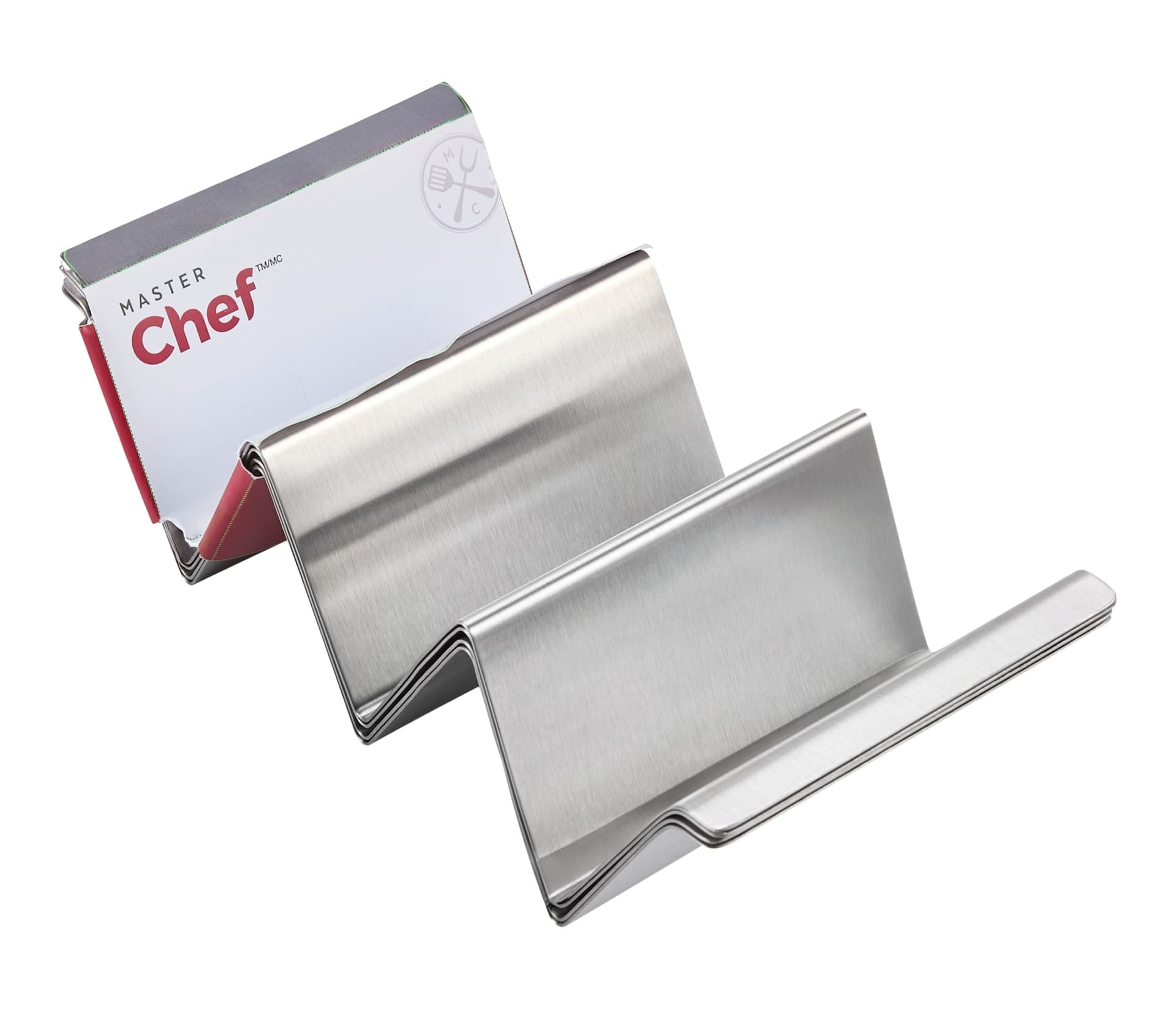 Master Chef Stainless Steel Taco Holder Stands, Oven & Grill Safe, 4-pc