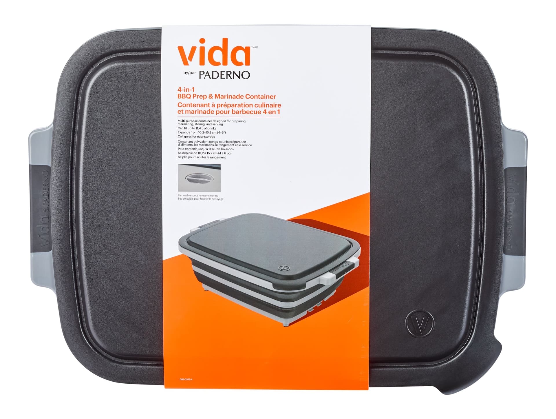 Vida by PADERNO 4-in-1 Expandable BBQ Grill Prep and Storage Container with Lid