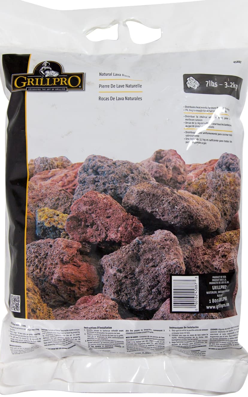 GrillPro Natural Lava Rock Briquettes for BBQ Grill, Heats Evenly & Reduces Flare-Ups, 7-lb