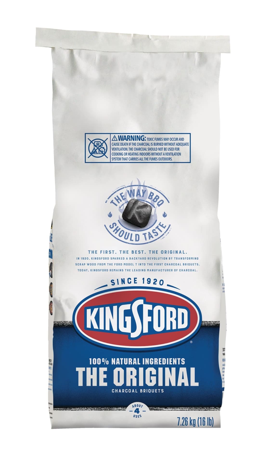 Kingsford The Original 100% Natural Charcoal Briquettes for BBQ Grilling, 16-lb