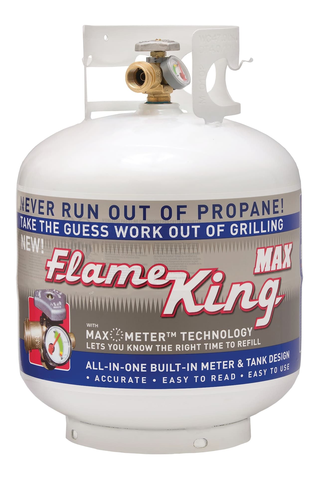 Flame King Empty OPD Propane Gas BBQ Cylinder Tank with Built-In Meter, 20-lb