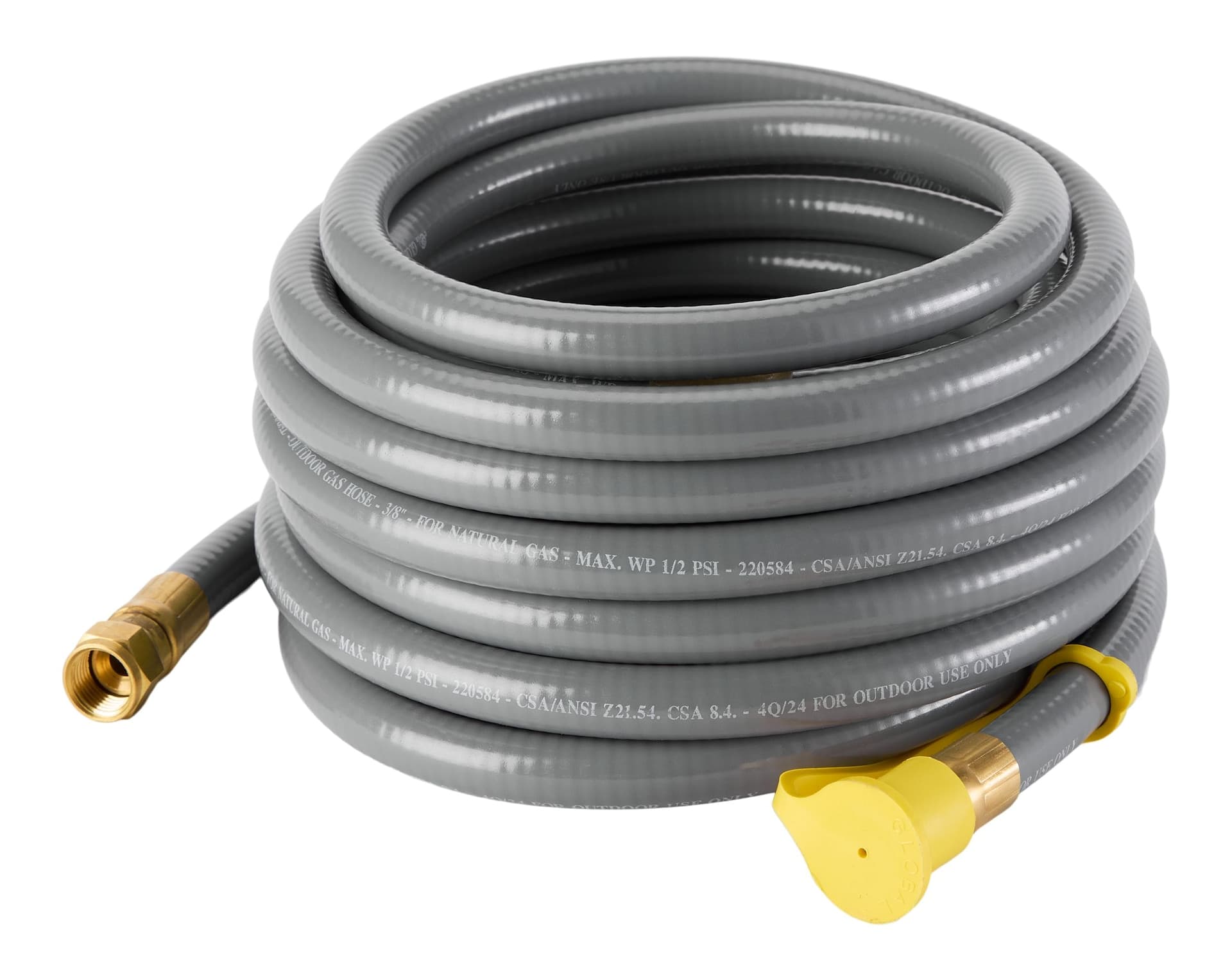 Universal Fit Natural Gas PVC Hose with Brass Fittings, 25-ft