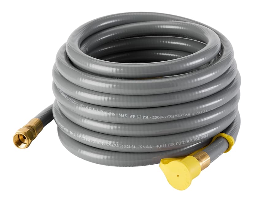 Universal Fit Natural Gas PVC Hose with Brass Fittings, 25-ft