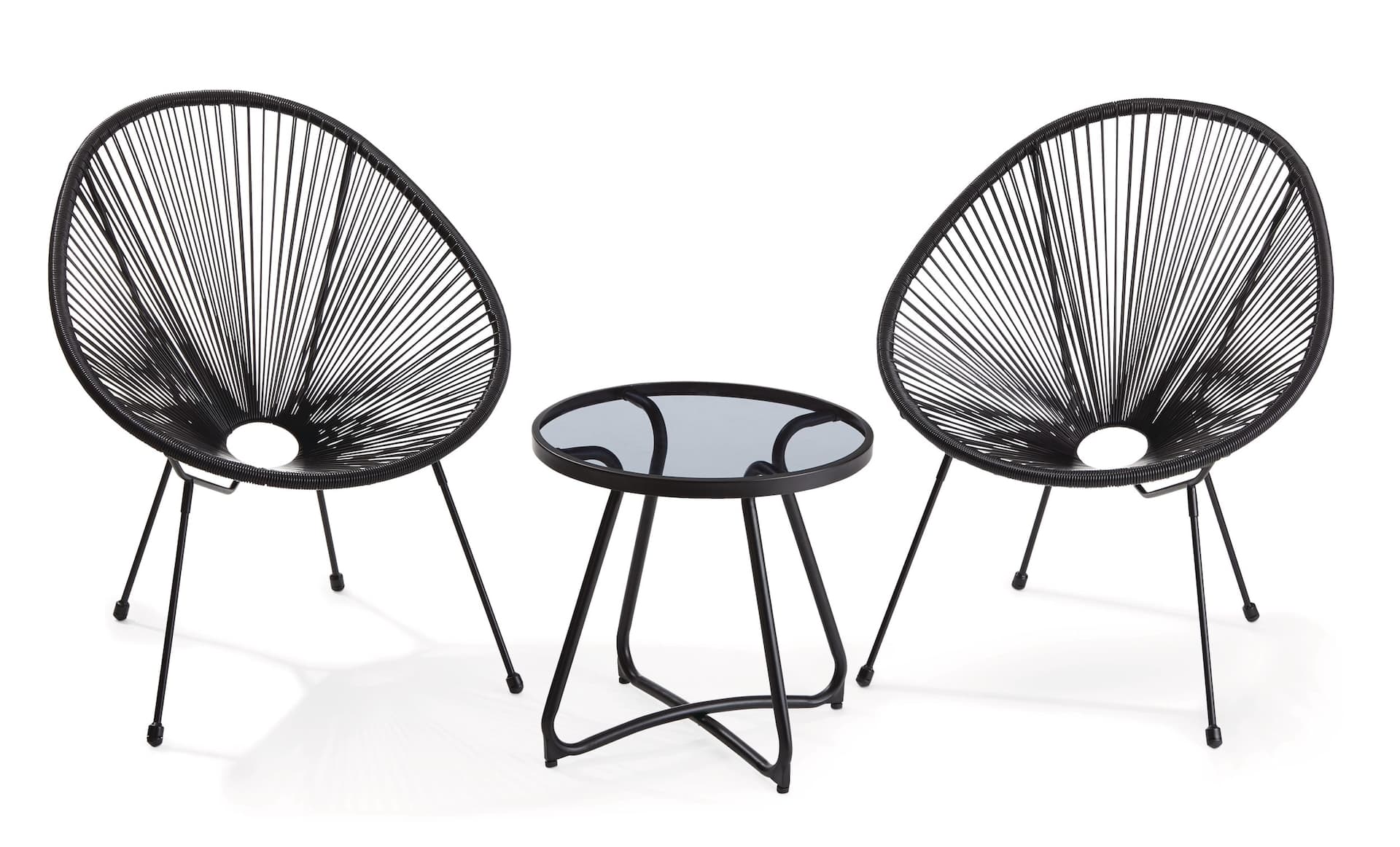 CANVAS Acapulco All-Weather Wicker Outdoor/Patio Conversation Set with Glass Tabletop, 3-pc