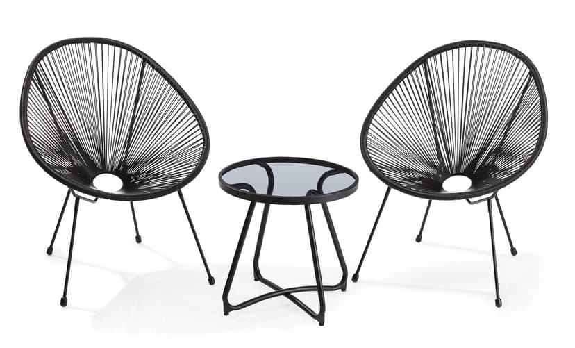 CANVAS Acapulco All-Weather Wicker Outdoor/Patio Conversation Set with Glass Tabletop, 3-pc