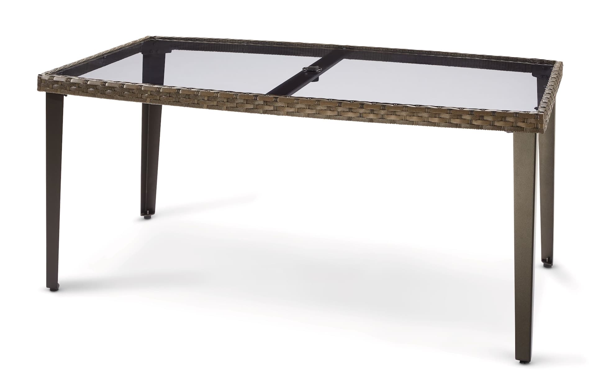 CANVAS Breton All-Weather Wicker Outdoor/Patio Dining Table with Glass Top, Brown