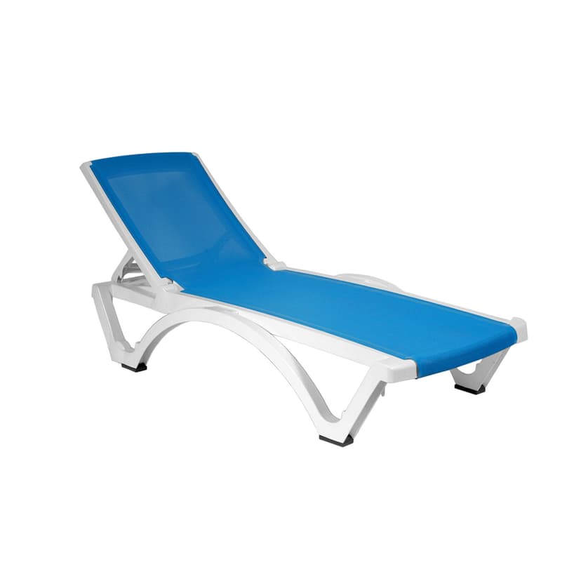 Gracious Living Baja Resin Sling Outdoor/Patio Chaise Lounger, Blue & White