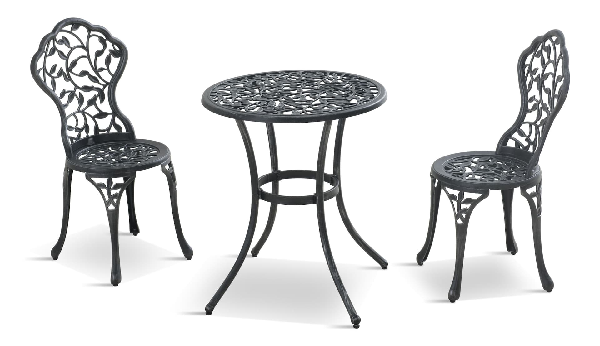 For Living Nottingham Aluminum Cast Outdoor/Patio/Balcony Bistro Set, Black, 3-pc
