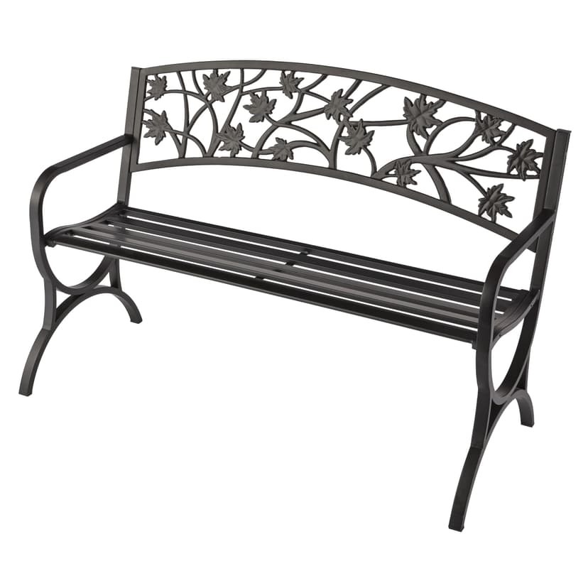 For Living Maple Leaf Steel Frame Outdoor/Patio/Garden Bench, Matte-Black