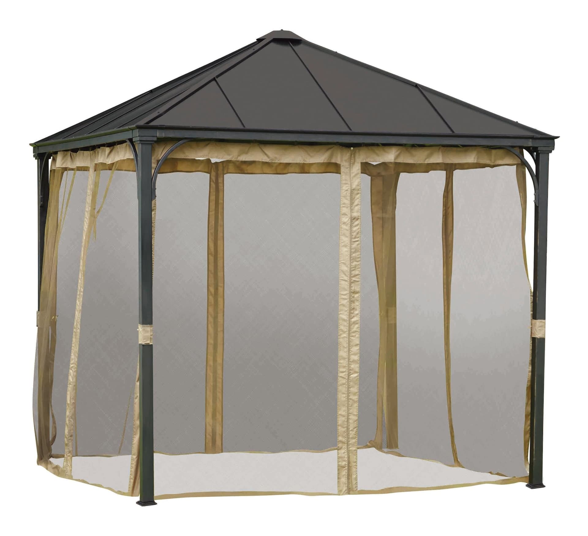For Living Square Fabric Outdoor/Patio Gazebo Netting for Crawford Gazebo, Brown, 95x95x80-in