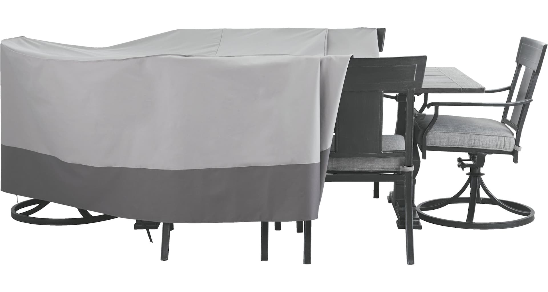 TRIPEL Outdoor/Patio Oval Dining Set Cover, Water Resistant, UV Protected, Grey