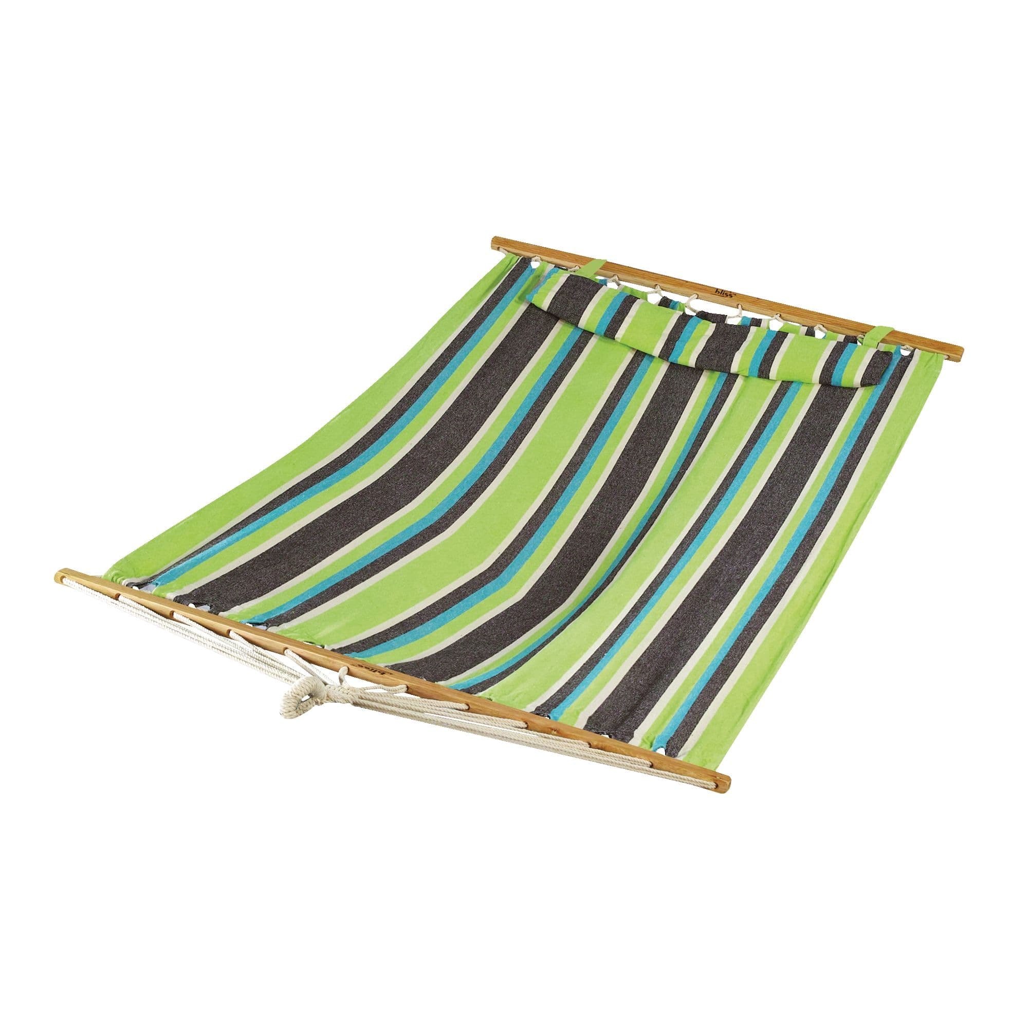 Bliss Hammocks, Reversible Quilted Hammock w/ Pillow & Spreader Bars for Patio/Backyard, Assorted, 55-in (139.7 cm)