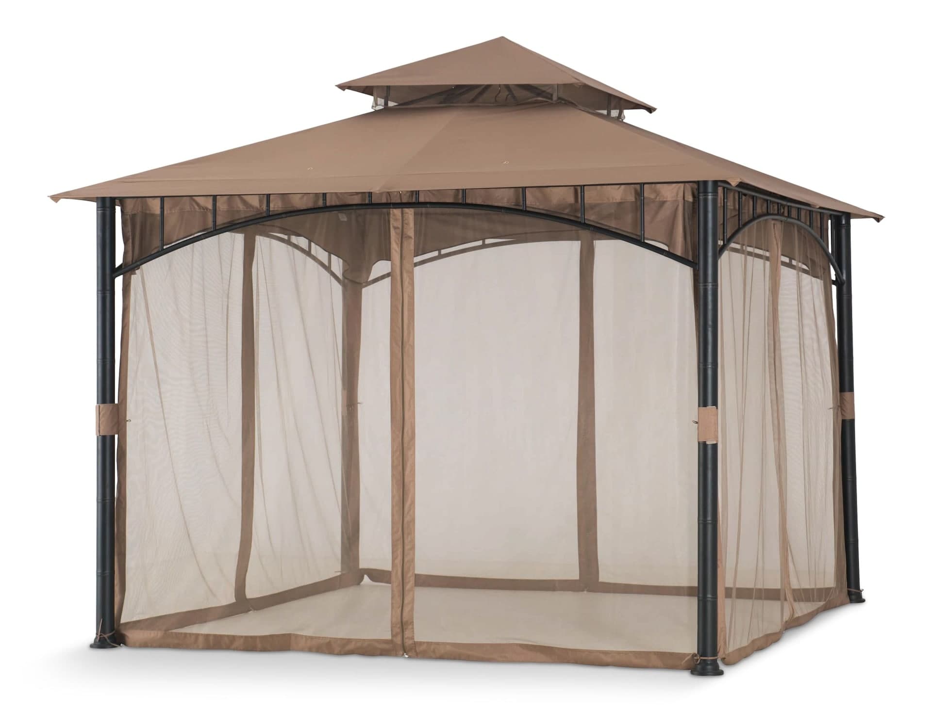 For Living Summerland Outdoor/Patio Soft-Top Gazebo with Mosquito Net, Brown, 10x10-ft