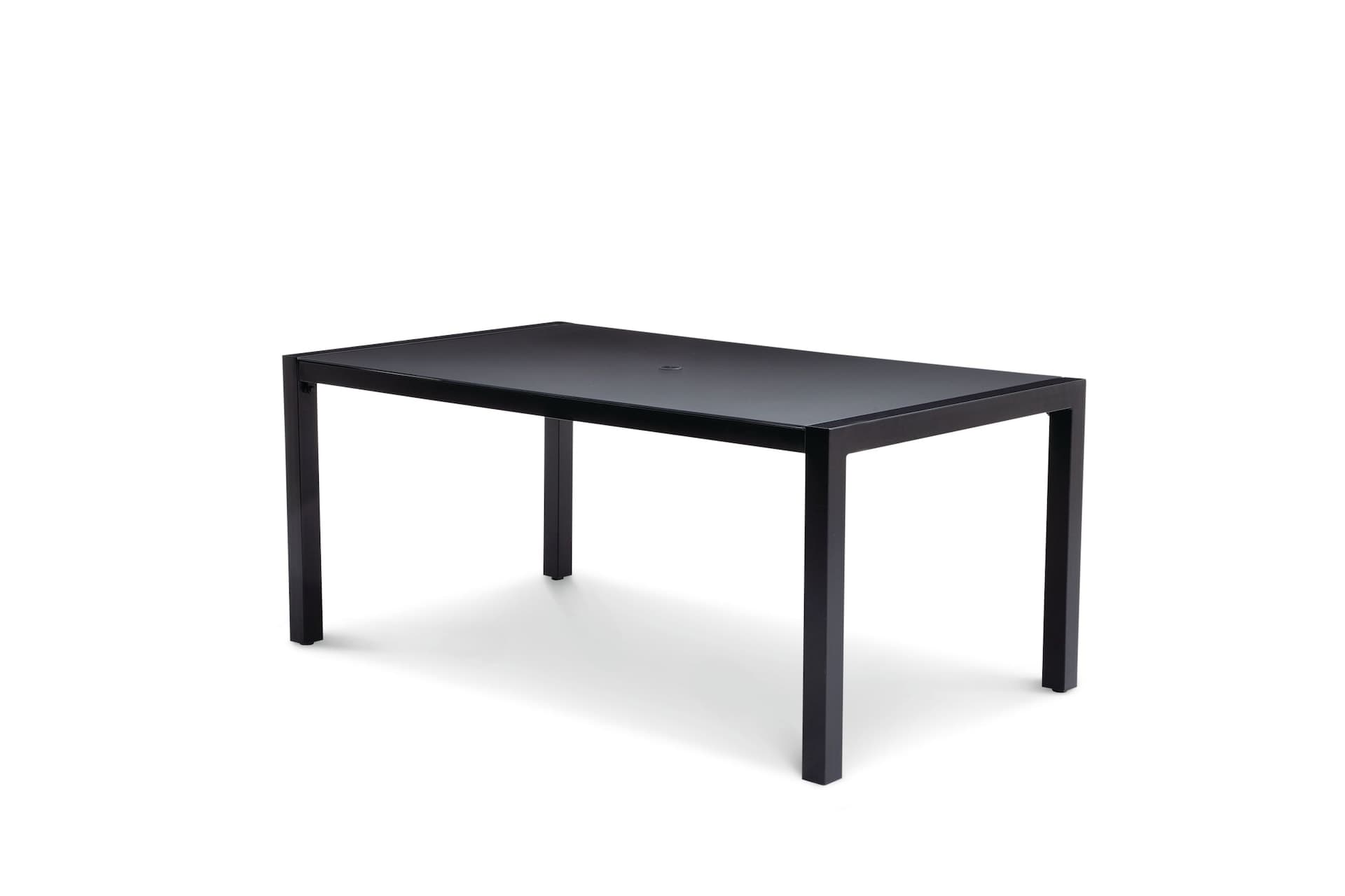 CANVAS Mercier Rectangular Steel Outdoor Patio Dining Table with Glass Top, Black