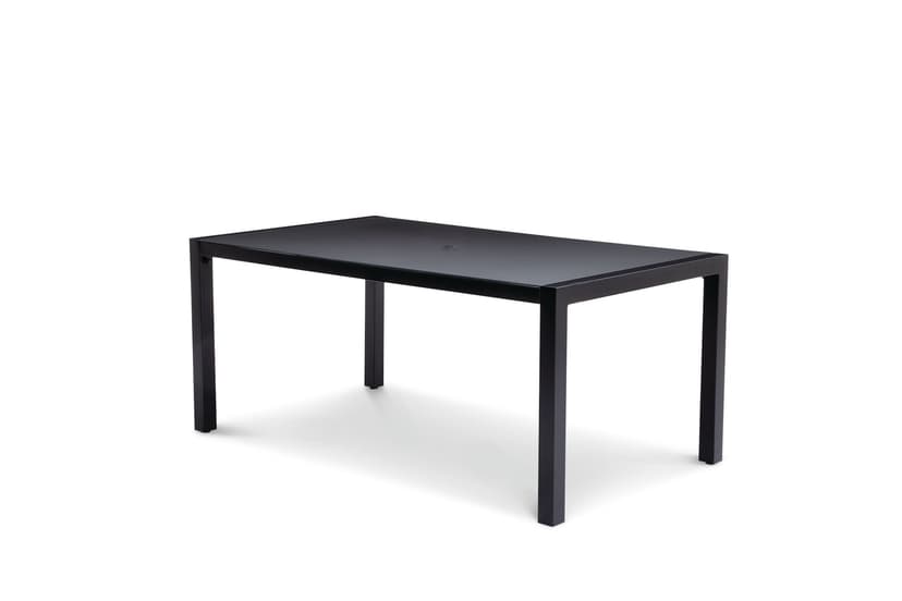 CANVAS Mercier Rectangular Steel Outdoor Patio Dining Table with Glass Top, Black