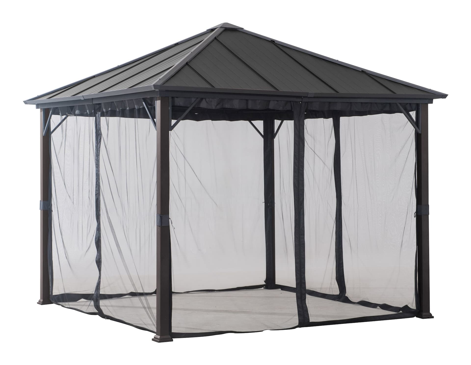 For Living Rockport Outdoor/Patio Gazebo Netting for Hard-Top Gazebo, Black, 103x103x81-in