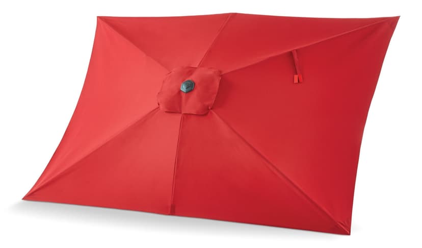 CANVAS Rectangular Patio Umbrella with Crank Handle, Red, 6-ft x 9-ft