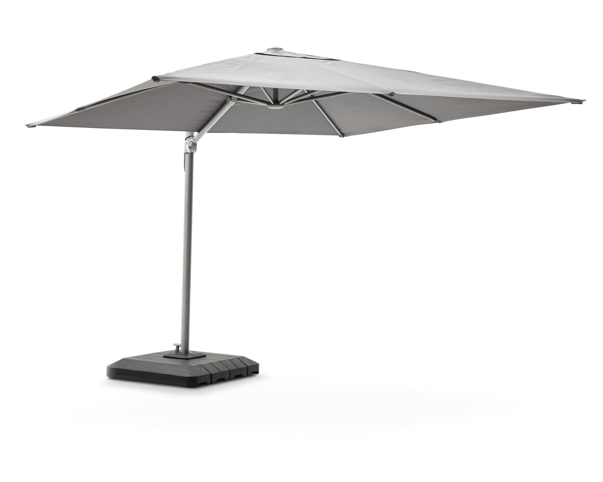 CANVAS West Palm Outdoor/Patio Offset Umbrella w/ Base & Crank Handle, Grey, 10x10-ft