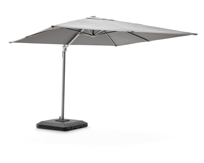 CANVAS West Palm Outdoor/Patio Offset Umbrella w/ Base & Crank Handle, Grey, 10x10-ft