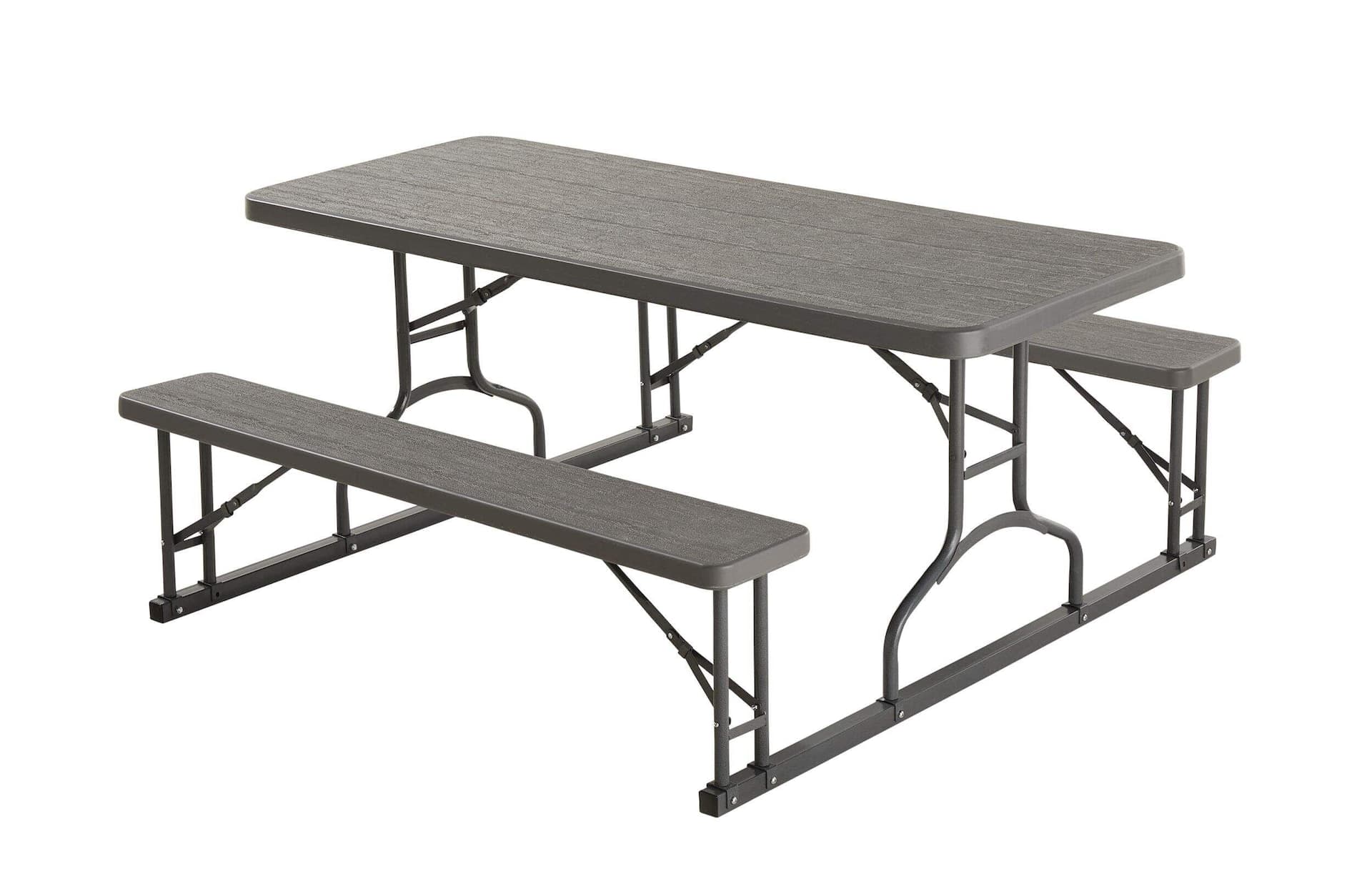 6-Person Outdoor/Patio Picnic Dining Table with Resin Table Top, Grey, 6-ft