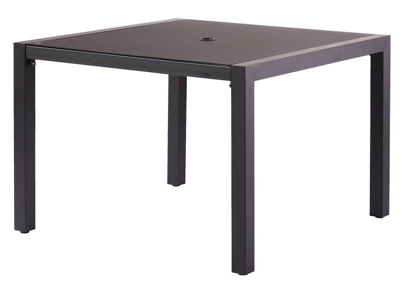 CANVAS Mercier Steel Square Outdoor/Patio Dining Table with Umbrella Hole, Black, 42x42x29-in