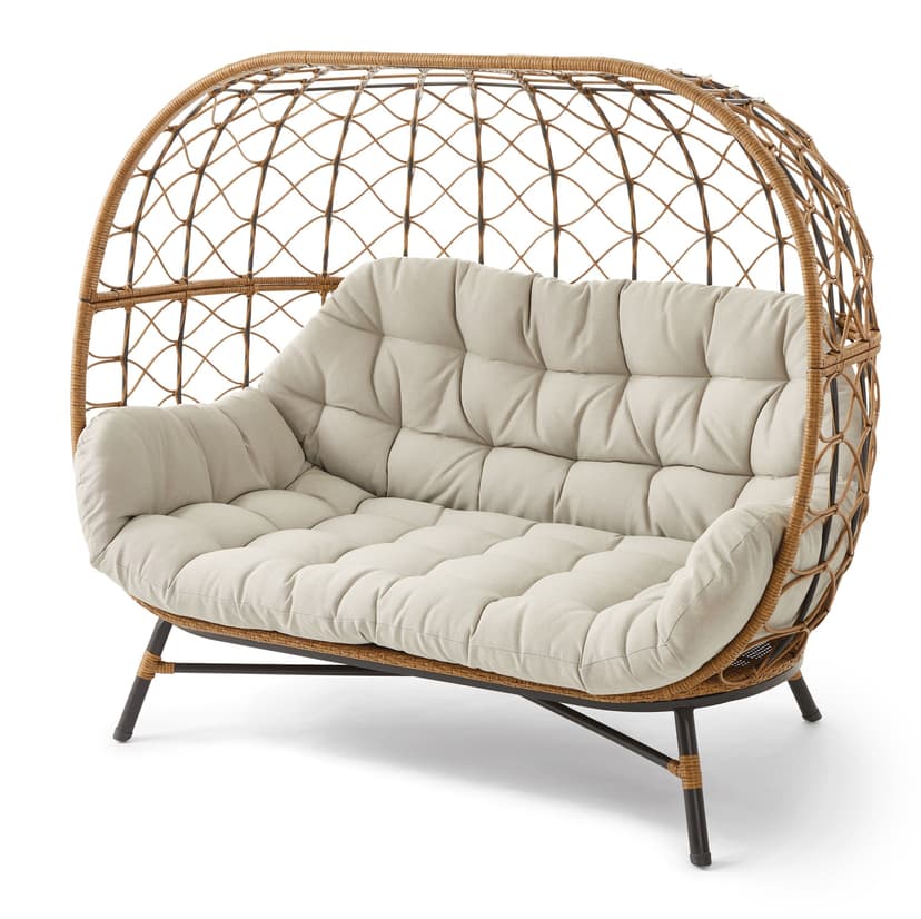 CANVAS Sydney All-Weather Wicker Double Outdoor/Patio Egg Chair, Grey